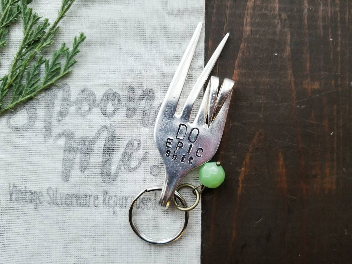 Fork Key Chain Stamped Fork Stamped Fork Gifts Funny Etsy