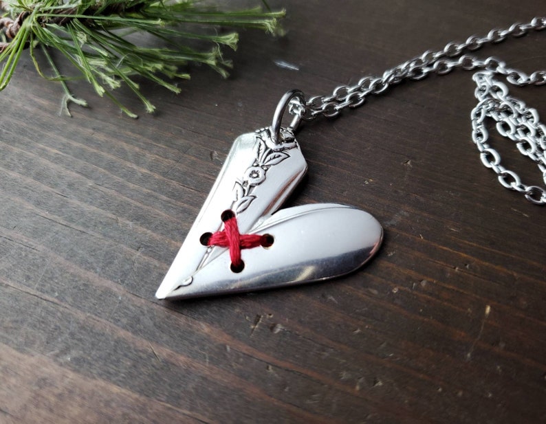 I Love You Soldered Heart Friend Gift Silverware Jewelry Heart Necklace Spoon Heart Jewelry Valentine/'s Day Gifts For Her