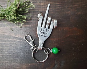 Zero Forks Given, Fork Key Chain, Stamped Fork, Funny Gift, Custom Key Chain, Stocking Stuffer, Gifts Under 20, Spoon Me Maryland