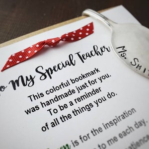Personalized Teacher Bookmark Gift, Teacher Appreciation, Thank You ...