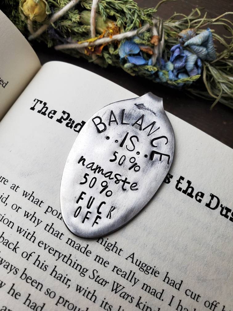 Balance Funny Stamped Spoon Bookmark, Repurposed Vintage Silverware - Etsy