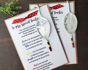 Personalized Spoon Bookmark, Unique Teacher Gift, Handmade