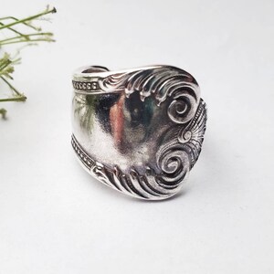 Spoon Ring, Size 7.5, Silverware Jewelry, Vintage Spoon Ring, Boho Ring, Silver Spoon Ring, Floral Ring, Gifts for Her