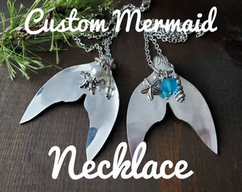 Mermaid Necklace, Silverware Jewelry, Mermaids, Spoon Jewelry, Pendant Necklace, Mermaid Jewelry, Gifts For Her, Mermaid Girl, Spoon Gift