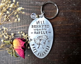 Hand Stamped Spoon Keychain, Women's History Month