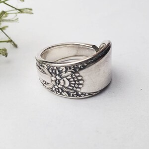 Vintage Silverware Spoon Ring, Floral Design, Size 8