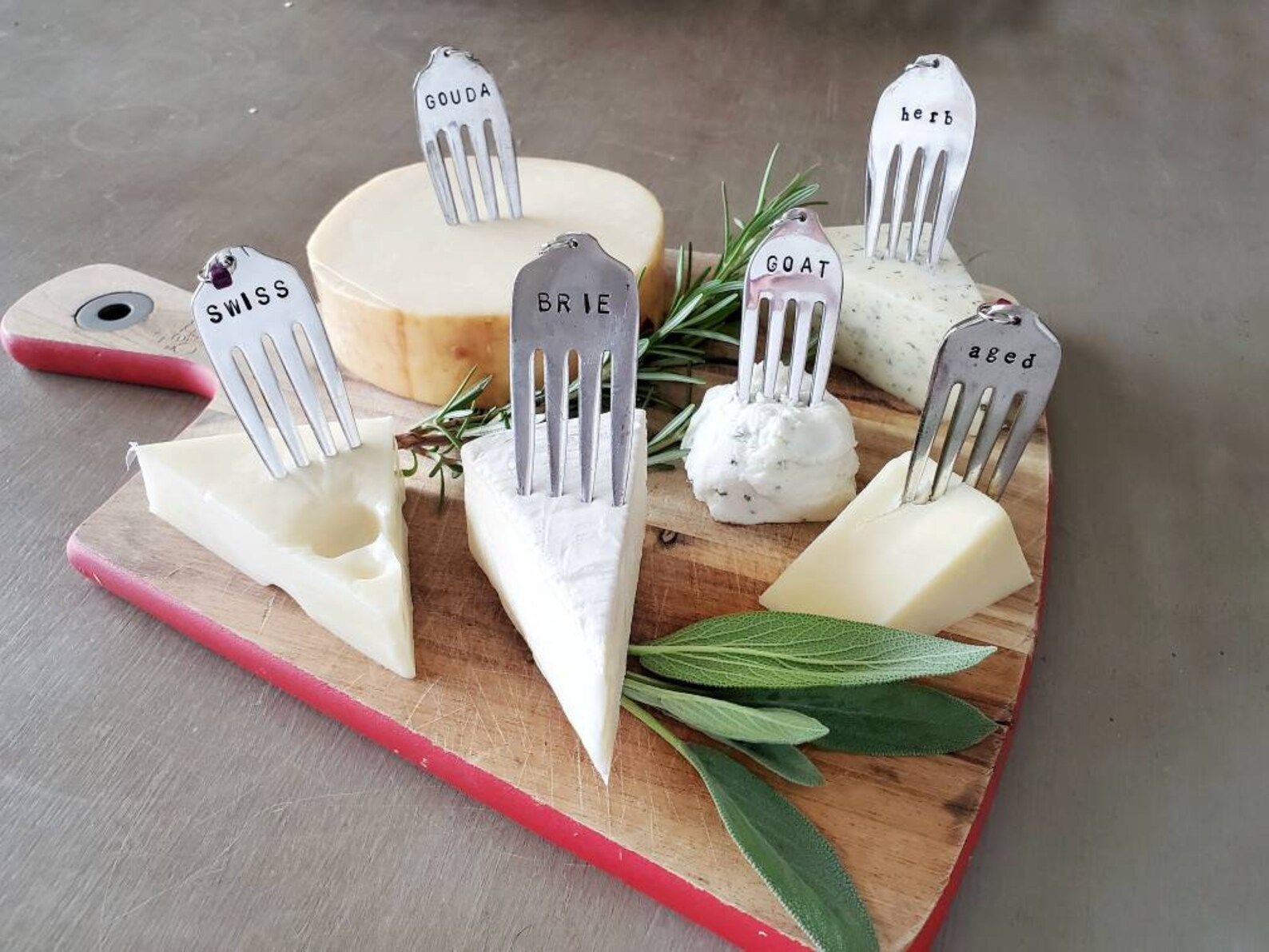 Cheese Marker Set Cheese Lover Gift Stamped Silver Cheese - Etsy