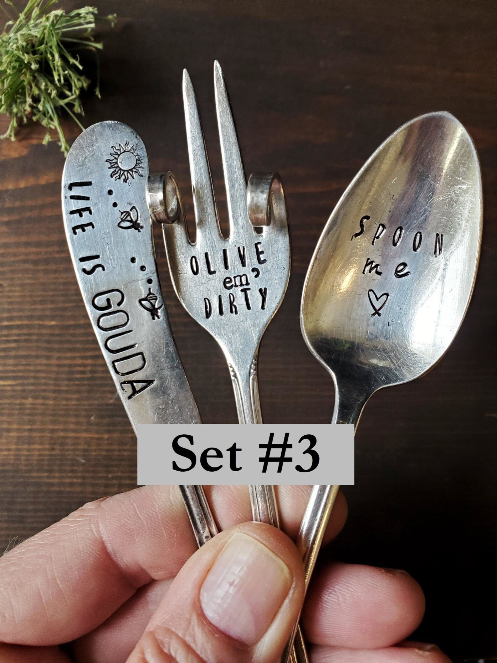 Charcuterie Set Olive Fork Stamped Spoon Vintage Dill With Etsy