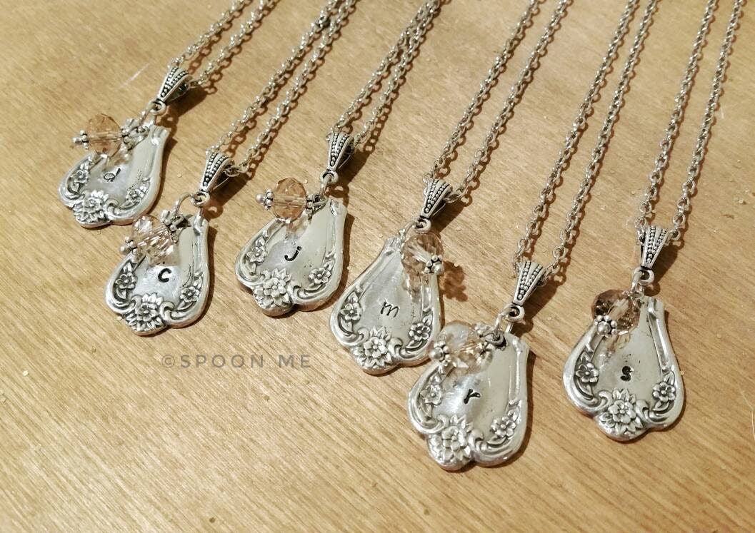 Initial Necklace Spoon Jewelry Silverware Jewelry Best Friend