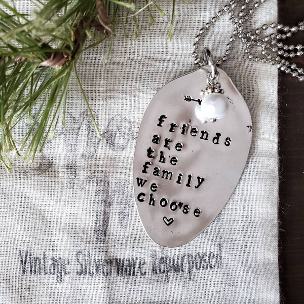 Spoon Jewelry, Silverware Jewelry, Hand Stamped, Worthy, Spoon Necklace, Pendant, Silver, Handmade Jewelry, Boho, Spoon Pendant