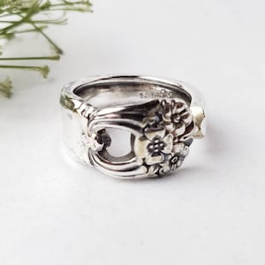 Spoon Ring, Size 8.5, Silverware Jewelry, Vintage Spoon Ring, Boho Ring, Silver Spoon Ring, Floral Ring, Gifts for Her, Spoon Jewelry