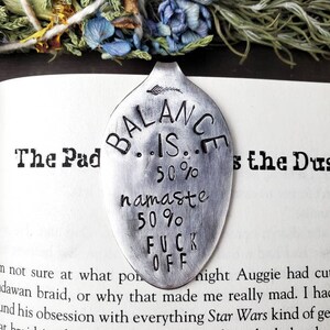 Balance Funny Stamped Spoon Bookmark, Repurposed Vintage Silverware - Etsy