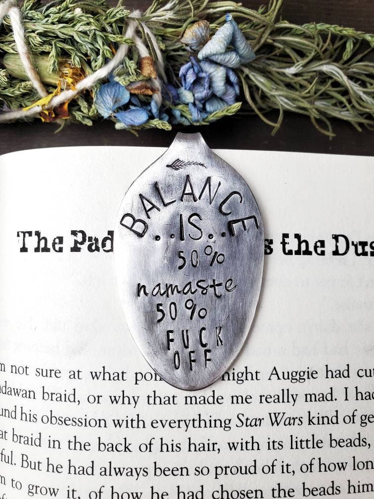 Balance Funny Stamped Spoon Bookmark, Repurposed Vintage Silverware - Etsy