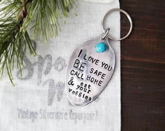 Spoon Key Chain, I Love You Gift, Friend Gift, Gifts From Mom, Stamped Spoon, Gifts for Kids, New Driver Gift, Gifts under 25, College Gift