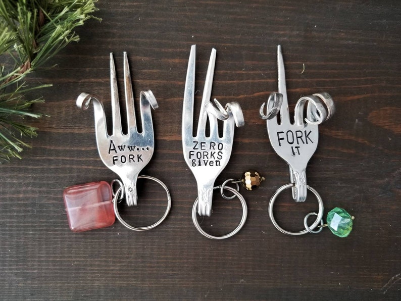 Fork Key Chain Stamped Fork Funny Valentine Gift Custom Key Etsy