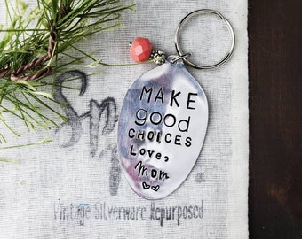Stamped Spoon Keychain, Personalized Silverware Gift