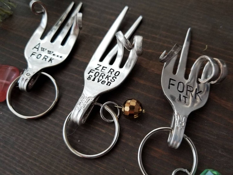 Fork Key Chain Stamped Fork Funny Valentine Gift Custom Key Etsy