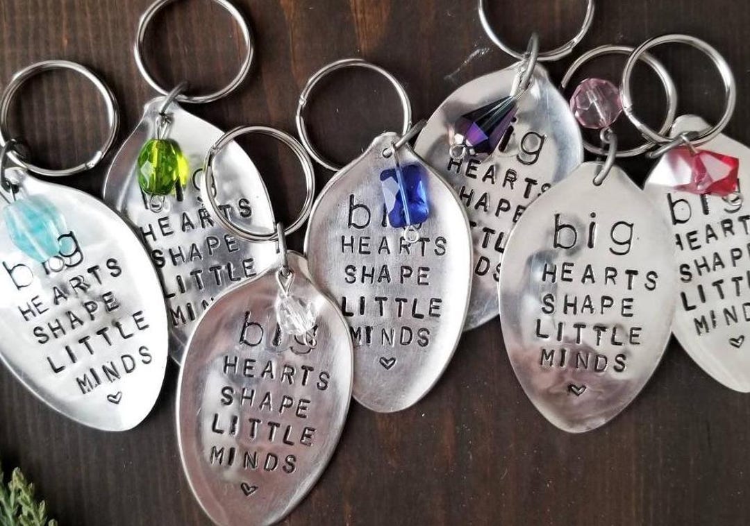 Personalized Teacher Gift, Stamped Spoon Keychain, Handmade - Etsy