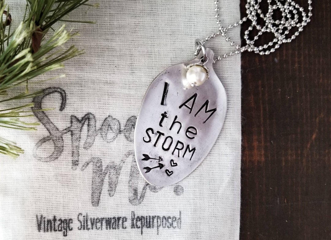 Stamped Spoon Jewelry, I Am the Storm Necklace, Spoon Necklace, Spoon ...