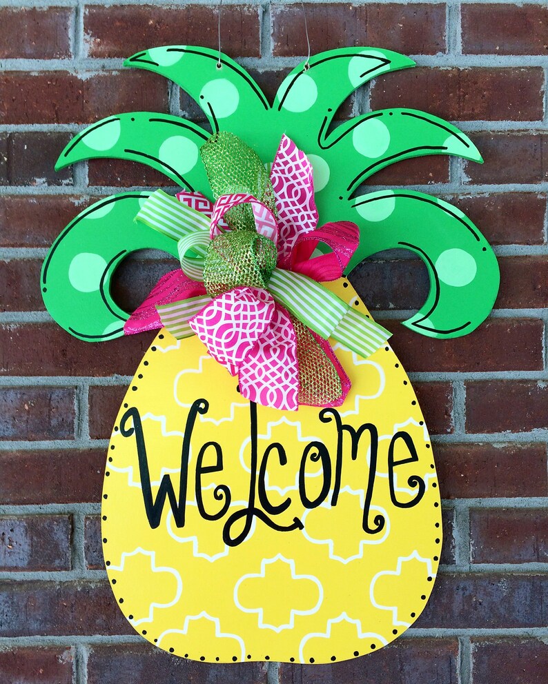 Custom Order Pineapple Door Hanger Large Summer Door Etsy