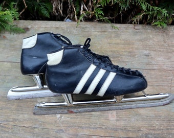 Vintage Adidas Eisschnelllauf Schlittschuhe Leder 1960