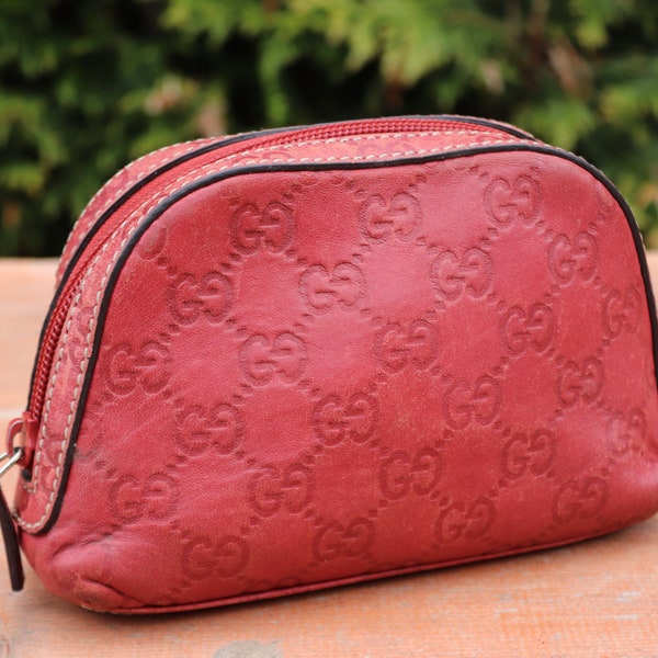 Vintage Gucci cosmetic bag red