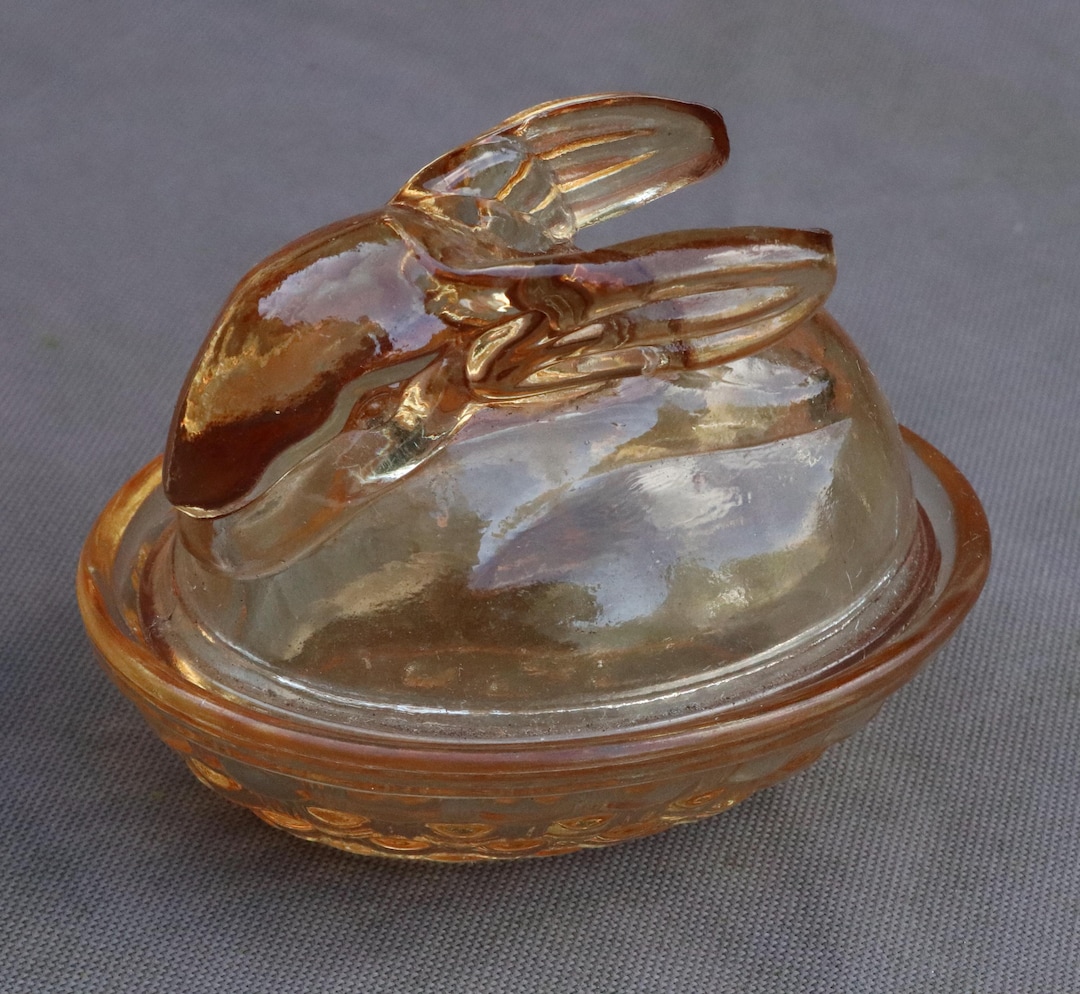 Glass Rabbit Copper Vintage Glass Jar Rabbit - Etsy