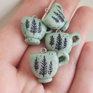 Forest Mug Charm, Polymer Clay Charm, Stitch Marker, Progress Keeper, Knitting Notion