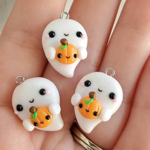 Kawaii Ghost Charm, Knitting Charm, Polymer Clay Charm, Stitch Marker, Progress Keeper, Knitting Notion