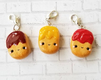 Kawaii Chicken Nugget Charm, Kawaii Food, Clay Charm, Cute Food, Stitch Marker, Kawaii Charm, Food Charm, Miniature Food, Chicken Nugget