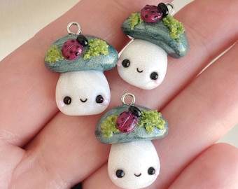 Kawaii Mushroom Charm, Polymer Clay Charm, Knitting Charm, Progress Keeper, Stitch Marker, Kawaii Charm
