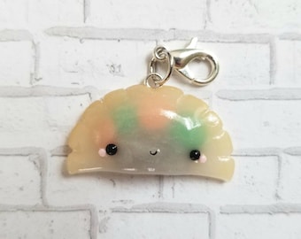 Polymer Clay Dumpling Charm, Pot Sticker Charm, Food Jewelry, Food Charm, Stitch Marker, Clay Charm, Gyoza, Kawaii Charm, Kawaii Pot Sticker