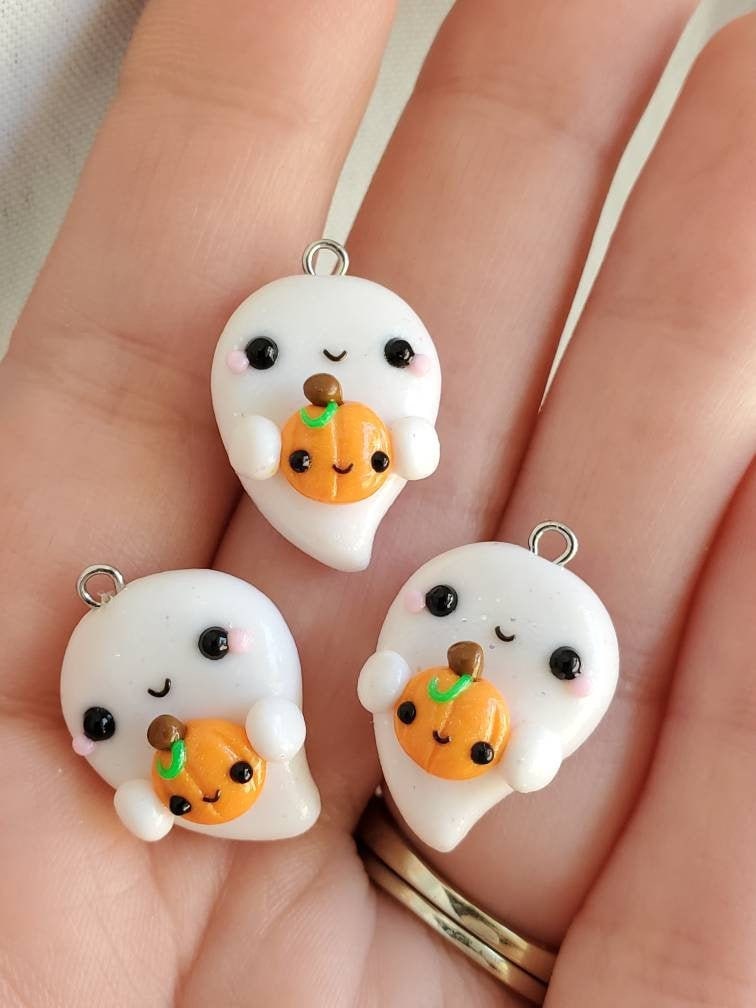 Kawaii Ghost Charm, Knitting Charm, Polymer Clay Charm, Stitch Marker,  Progress Keeper, Knitting Notion