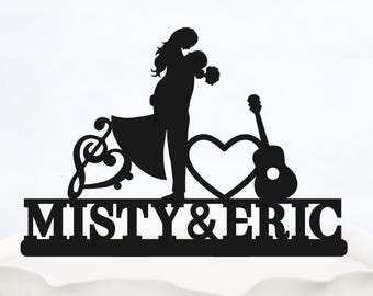 MUSIC note CAKE TOPPER_Initials Cake Topper with treble clef_Wedding Cake topper_Custom cake topper__Personalized cake topper_Made in italy