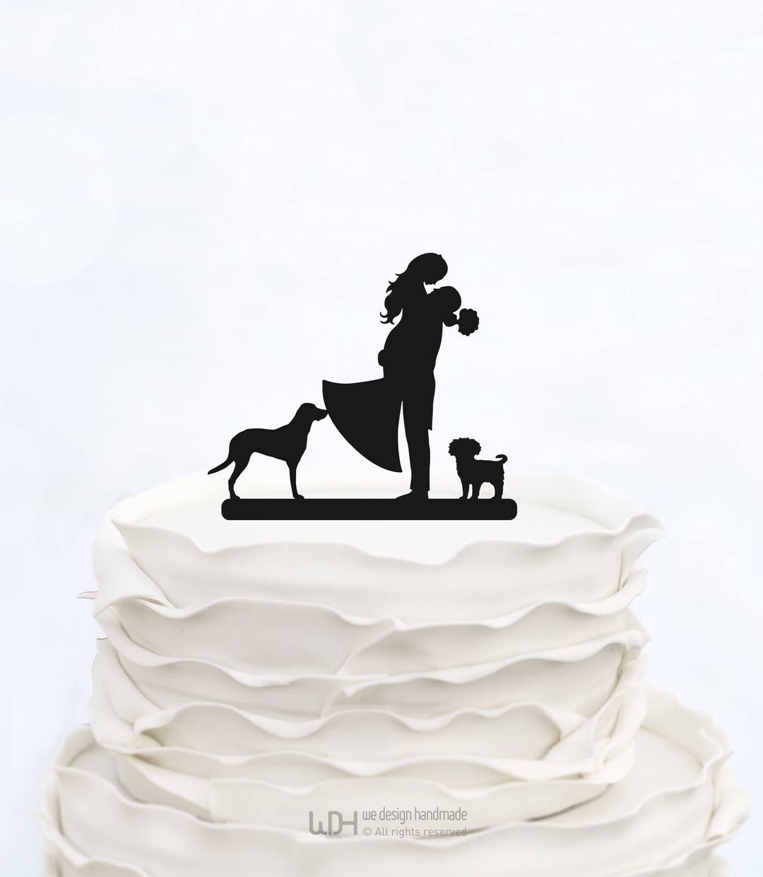 Wedding Cake Topper With Two Dogs_bride and Groom Couple - Etsy