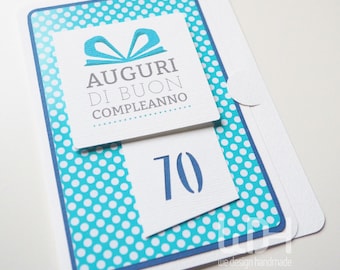 Greetings Card_70_Birthday Card_Handmade in ITALY_Best Wishes Card