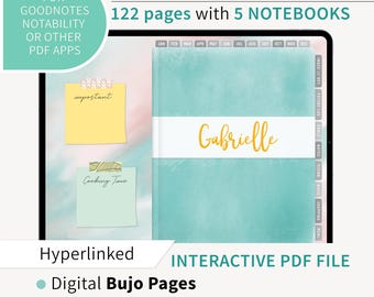 Undated Weekly Digital Planner | Hyperlinked PDF | GoodNotes Planner | iPad Planner | Bullet Journal | 300+ Digital Stickers