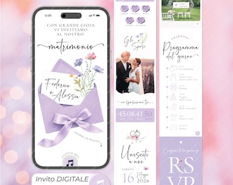 Lilla Lavender Digital Wedding Invitation with RSVP, Music & Countdown | Editable Canva Wedding Website Template