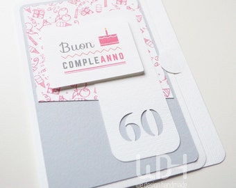 Greetings Card_60_Birthday Card_Handmade in ITALY_Best Wishes Card