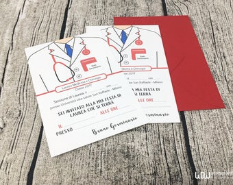 10 Graduation party invitation_Graduation Announcement_Medicine theme_Doctor graduation party_Nurse party invitation_Handmade in Italy