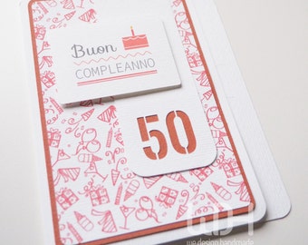 Greetings Card_50_Birthday Card_Handmade in ITALY_Best Wishes Card