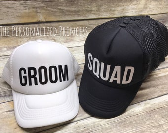 Groom hats, Squad hats, Bachelor Hats, Trucker Hat, Custom Hat, Bridal Party Hats, Groom hats, wedding party hats, Bachelor Party, Groom Cap