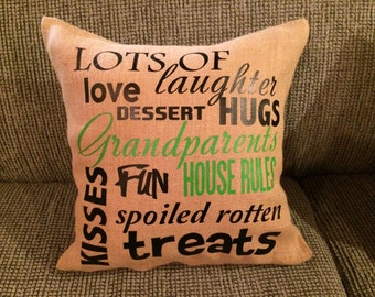 Grandparents House Rules Pillow Cover, Grandparents pillow, Family pillow, Christmas gift, Grandparents, Holiday gift, Family cushion