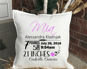 Personalized Baby Birth Pillow Cover, Birth pillow, baby pillow, baby gift, new baby gift, newborn gift, newborn pillow, Baby pillow, Birth