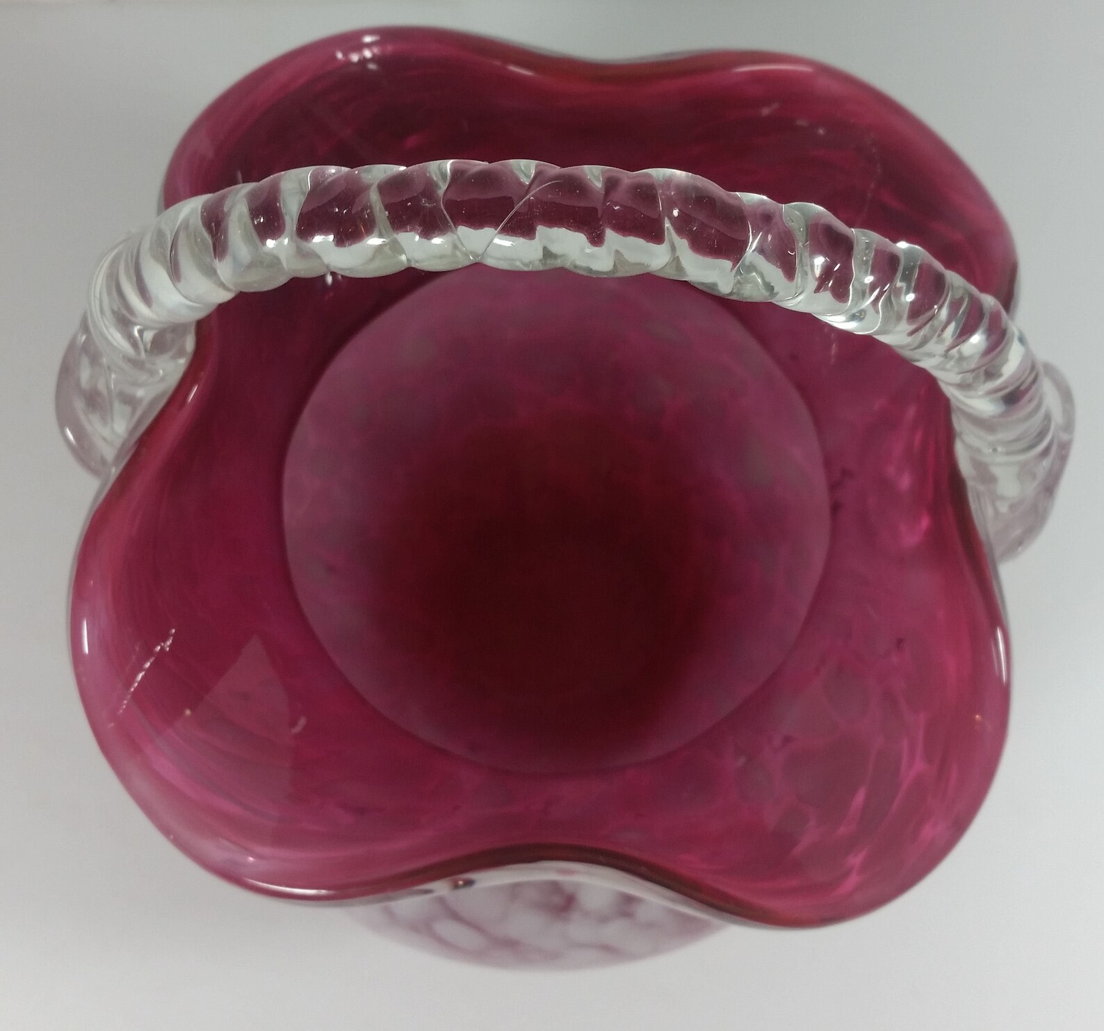 Vintage Pink Glass Basket 9in Vase Braided Handle Planter Etsy UK