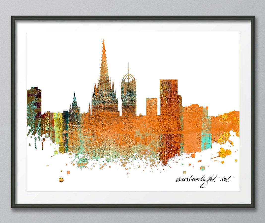 Bright Decor Print City Silhouette Rainbow Silhouette Cityscape
