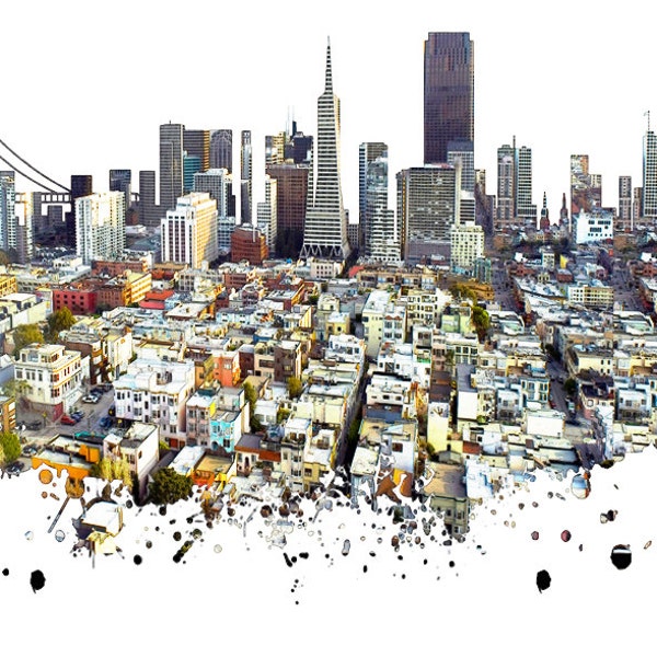 San Francisco Print, Skyline, San Francisco Skyline, Architecture, Urban Art, Print, Poster, Modern Art, Painting, Watercolor, Wall Art,