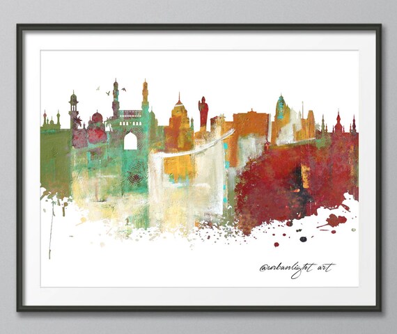 Hyderabad Horizonte De Hyderabad India Arquitectura Etsy