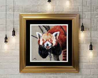 Red Panda Print - Limited Edition Giclée Art Print - Smiley Red Panda - One of Ten Only - From Original Oil Painting - Wildlife Panda Print