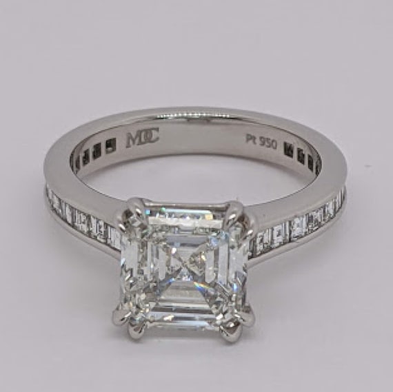 Asscher Moissanite With Carre Cut Diamonds Channel Set - Etsy